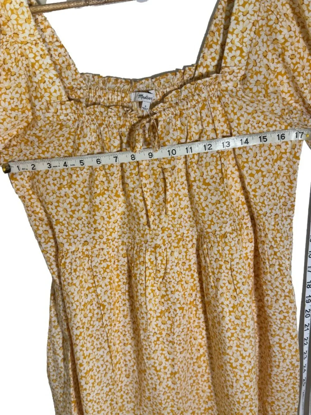 NWT Madewell S Yellow Daisy Midi Dress Puff Sleeve Cottagecore - Picture 9 of 11